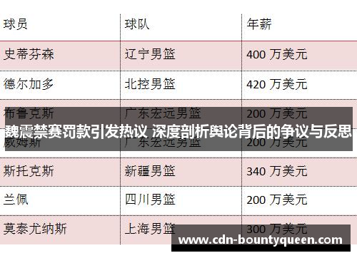 魏震禁赛罚款引发热议 深度剖析舆论背后的争议与反思